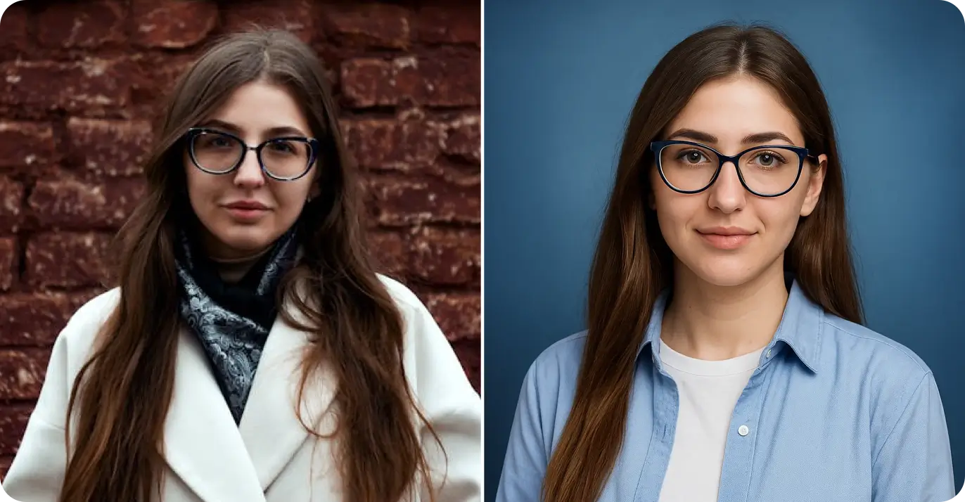 Before and after: Studio portrait