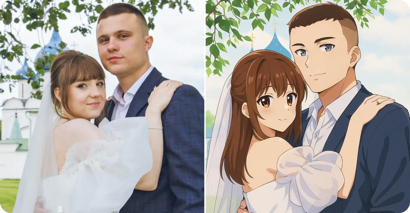 Before and after: Japanese anime