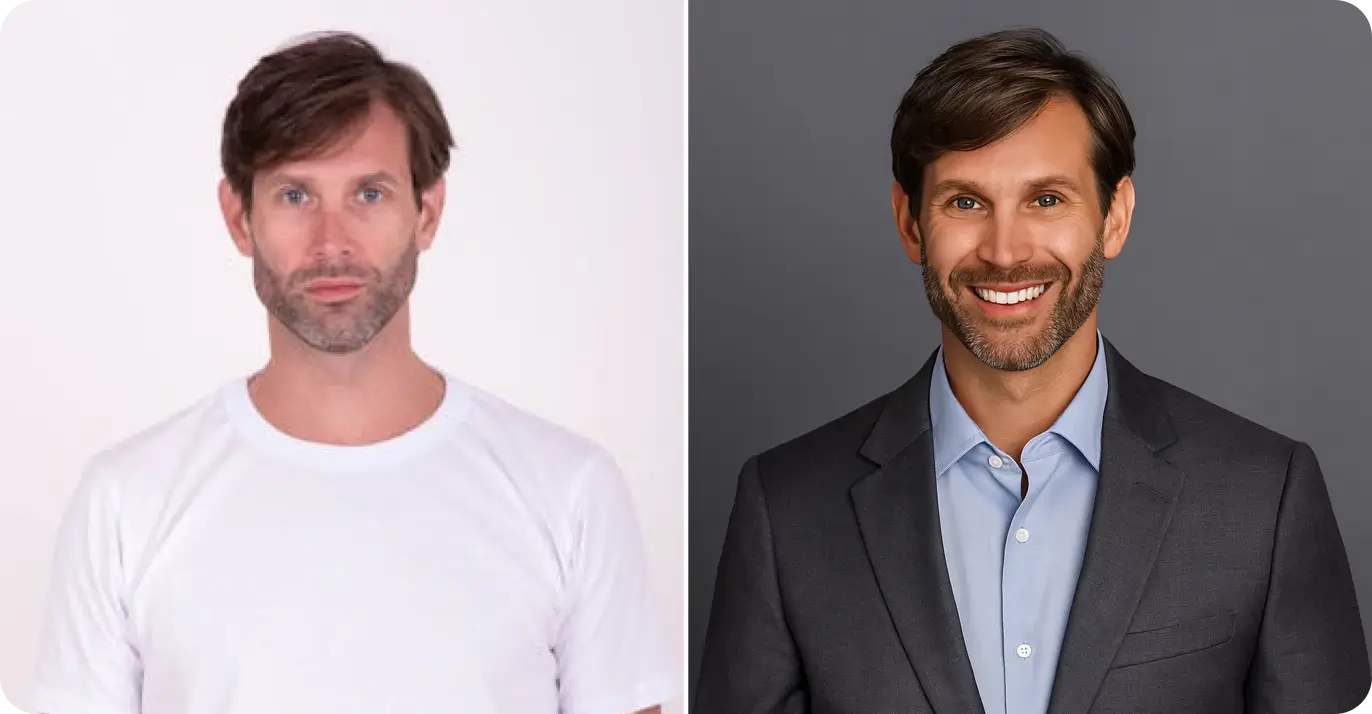 Before and after: Suit & tie